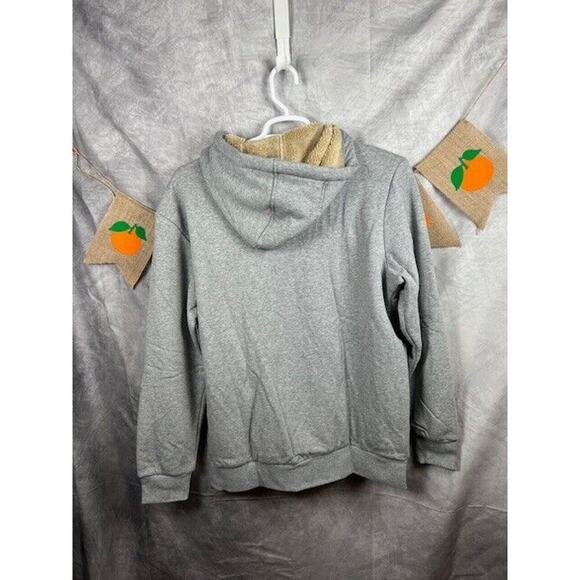 Men's Sweatshirt Jacket Sz XL Sherpa Lined Hoodie Pocket Warm Winter Light Gray - Picture 2 of 6